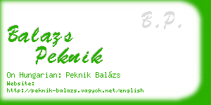 balazs peknik business card